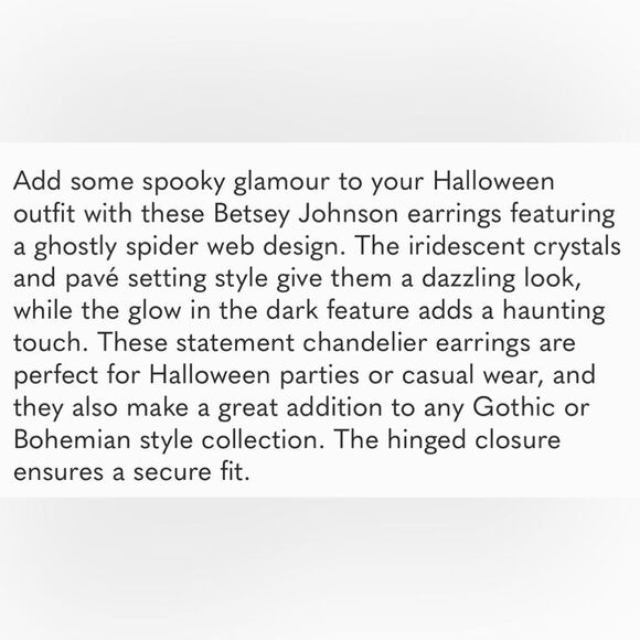 Betsey Johnson Ghost Spider Web Crystal Gothic Dangle Earrings - Picture 6 of 7